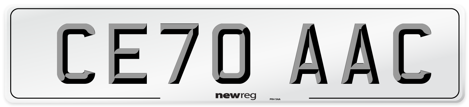 CE70 AAC Number Plate from New Reg